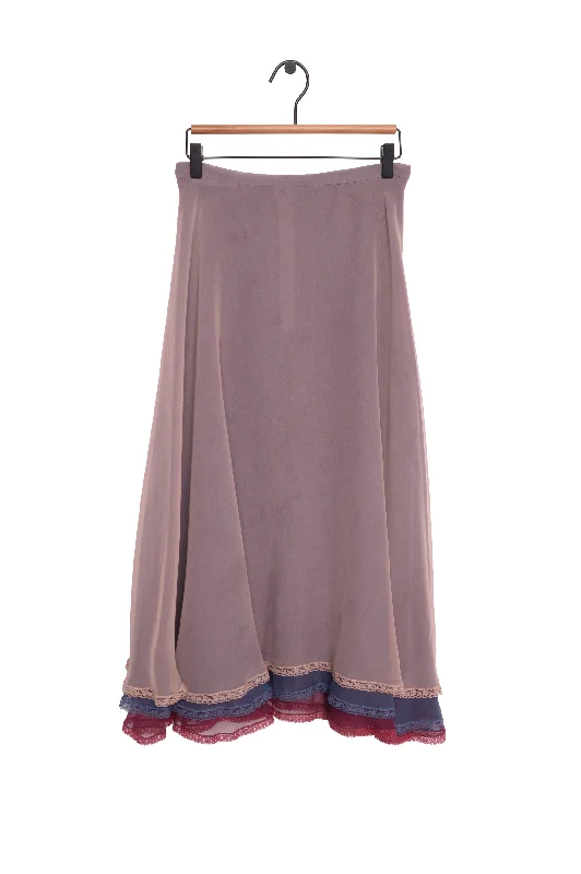 Semi Sheer Layered Maxi Skirt Satin Midi Skirt