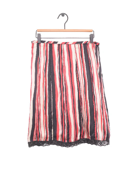 Silk Striped Midi Skirt Stylish Midi Skirt