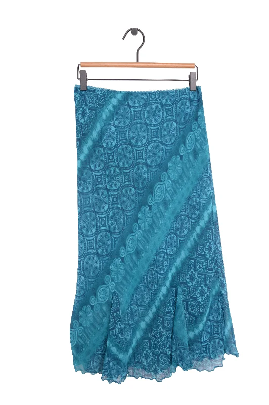 Y2K Paisley Maxi Skirt Structured Midi Skirt