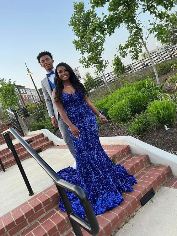 Royal Blue Sequins Mermaid Prom Dress,Royal Blue Evening Dress Y6132 Colorful Sequin Dress